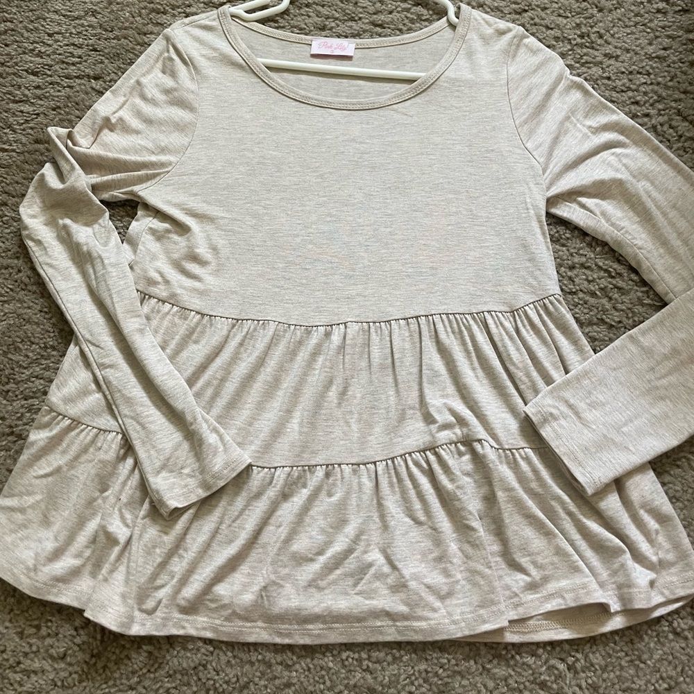 Pink Lily Tiered Cream Blouse - Picture 2 of 3